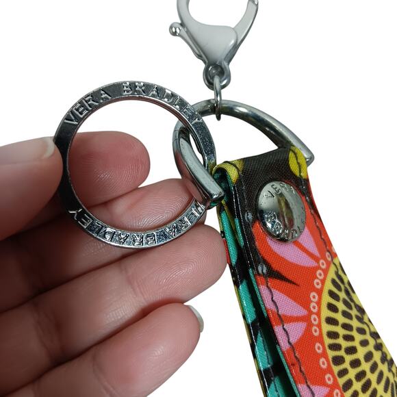 Vera Bradley Mandy Flower Shower Bag, Neoprene  Sleeve and Keychain Yellow Brown - Picture 3 of 13